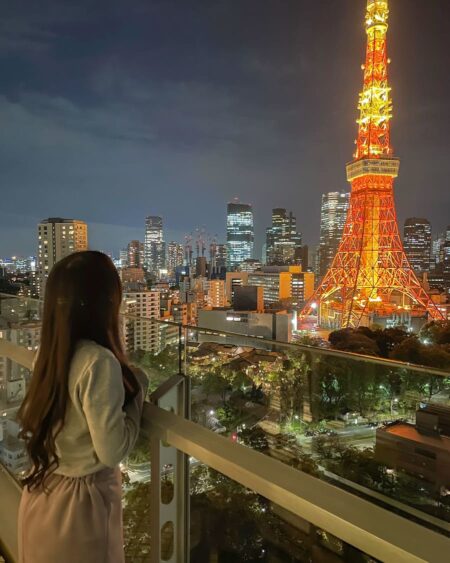 プリンスパークタワー東京のお部屋から見た東京タワーの夜景